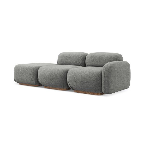 Siva ležaljka od bouclé tkanine (s lijevim kutom) Ailani – Makamii-image-1