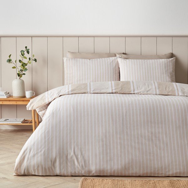 Bež 3-dijelna posteljina za bračni krevet 200x200 cm Banded Stripe – Catherine Lansfield-image-4