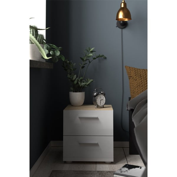 Bijeli noćni ormarić u dekoru hrasta Pepe - Tvilum-image-1