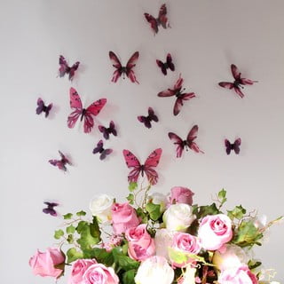 Set od 18 ružičastih naljepnica s 3D efektom Ambience Butterflies