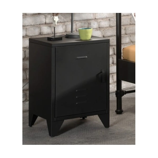 Crni metalni dječji noćni ormarić BRONXX – Vipack-image-1