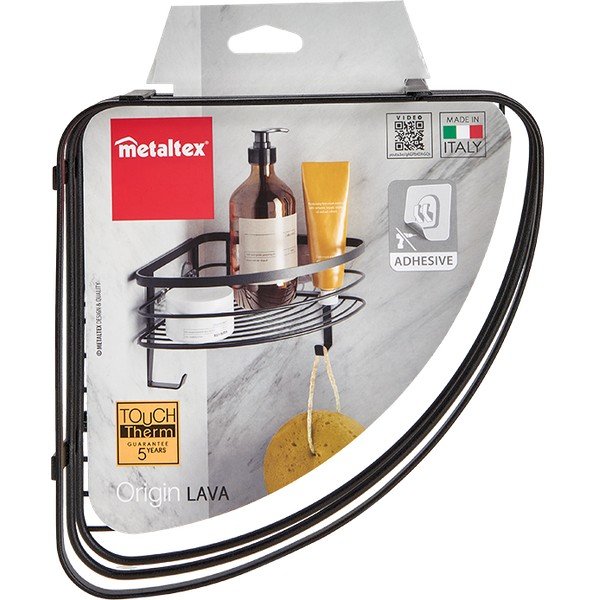 Crna zidna kutna kupaonska polica Metaltex Origin-image-3