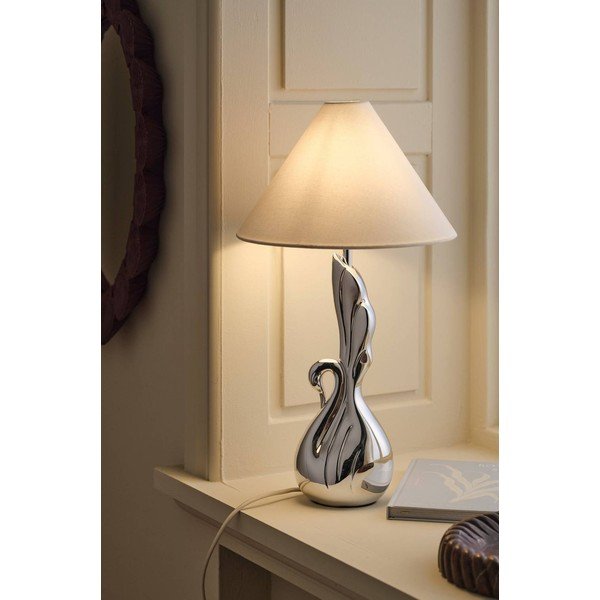 Bijela/u srebrnoj boji stolna lampa od polyresina (visina 53 cm) Swan – Ellos Home-image-1