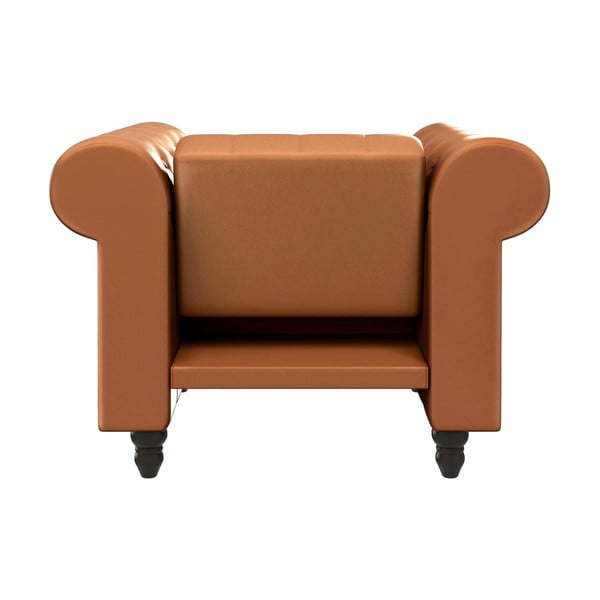 Konjak smeđa chesterfield fotelja od imitacije kože Felix – Støraa-image-4