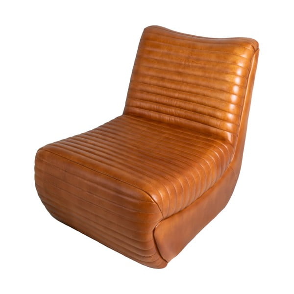Konjak smeđa kožna fotelja – Antic Line