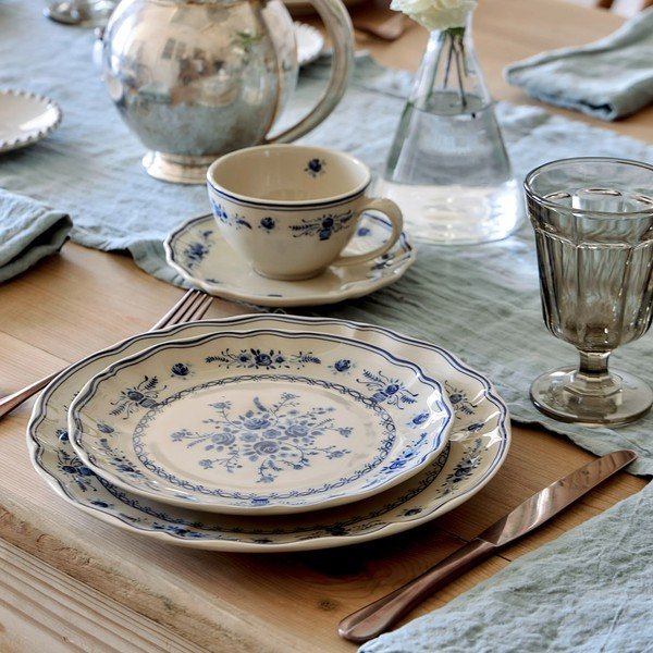 Plavi/bež tanjur od kamenine ø 27 cm Vila – Costa Nova-image-3