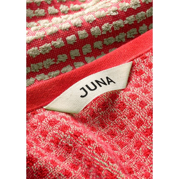 Crveni ručnik od organskog pamuka od frotira 50x100 cm Check – JUNA-image-4