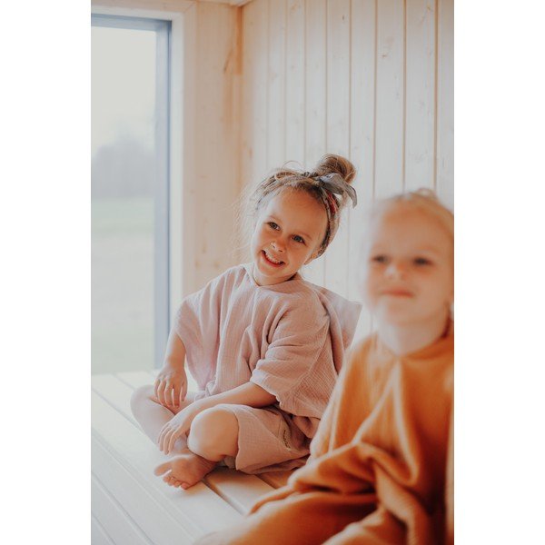 Dječji pončo od ružičastog muslina veličina M - Malomi Kids-image-3