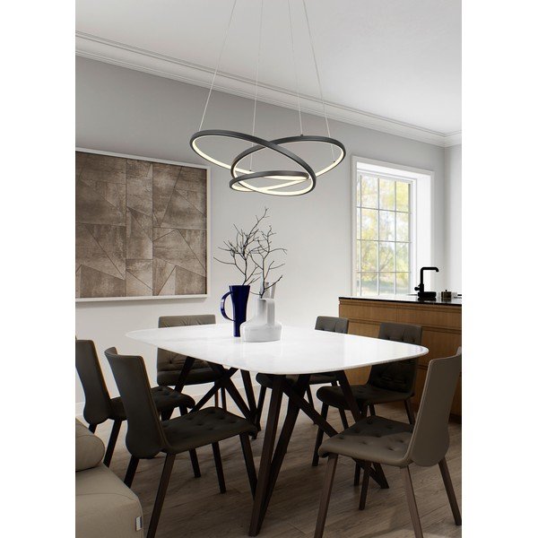 Mat crna LED viseća svjetiljka s mogućnosti zatamnjivanja Darvin – Trio-image-1