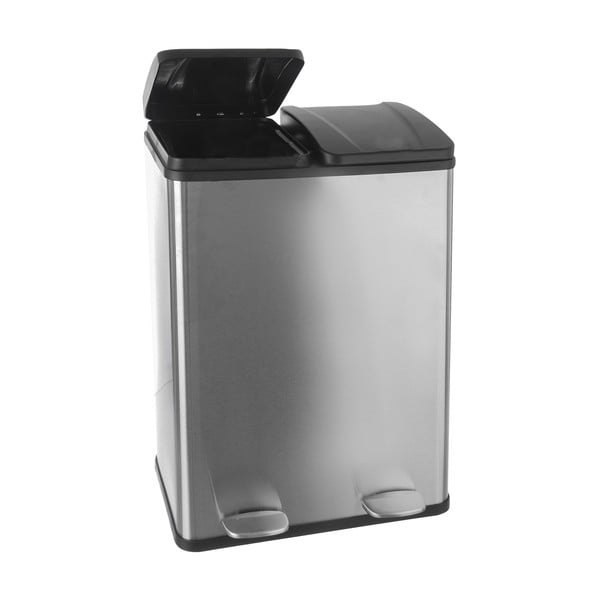 Kanta za smeće od nehrđajućeg čelika 2x30 l za odvojeni otpad/s pedalom u sjajno srebrnoj boji Duo – Orion-image-2
