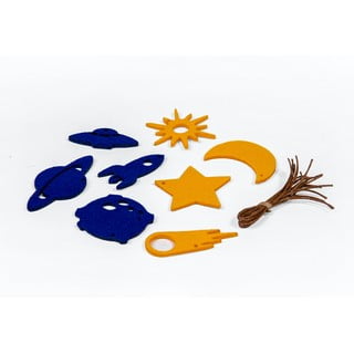 Set od 8 žuto-plavih božićnih ukrasa od filca Spira Medium