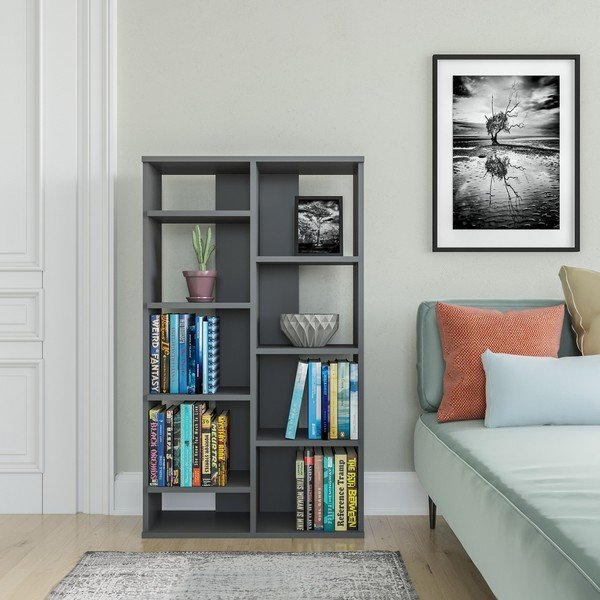 Antracit polica za knjige 72x124 cm Keota - Kalune Design-image-1