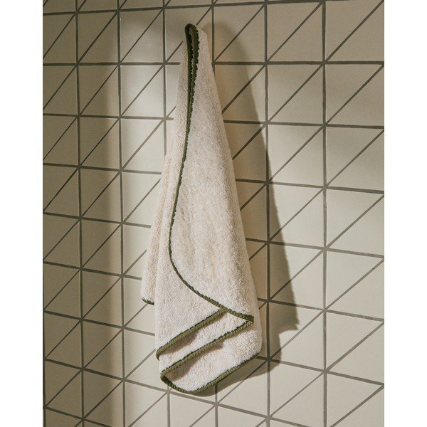 Bijeli/zeleni pamučan ručnik od frotira 50x90 cm Sedora – Kave Home-image-1