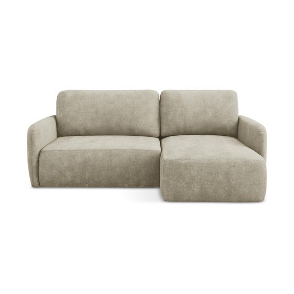 Bež sklopiva/s prostorom za pohranu kutna garnitura od šenila (s desnim kutom/s ležaljkom) Lilo – Makamii