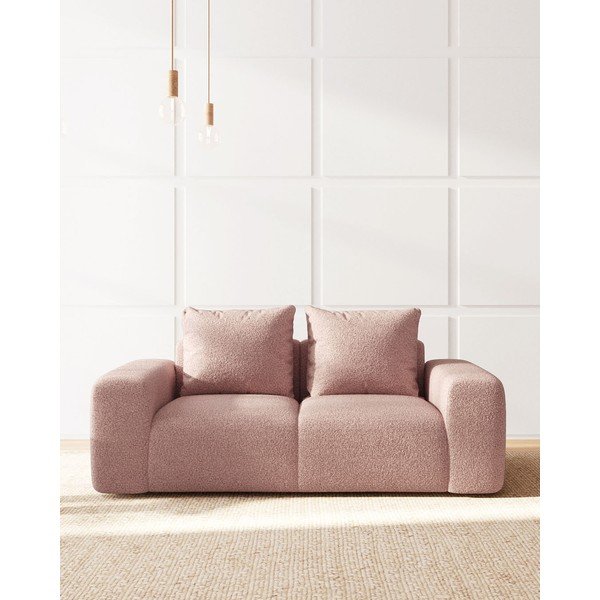 Svijetlo ružičasta sofa od bouclé tkanine 212 cm Feiro – MESONICA-image-1