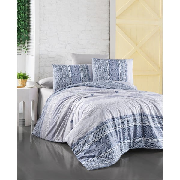 Plava pamučna posteljina za bračni krevet 200x200 cm Asia – Mijolnir