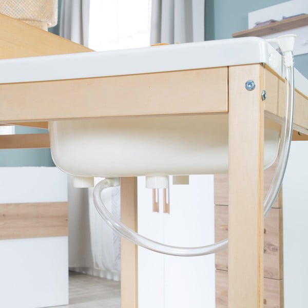 Bijeli/u prirodnoj boji stol za presvlačenje u dekoru breze Baby Pool – Roba-image-3