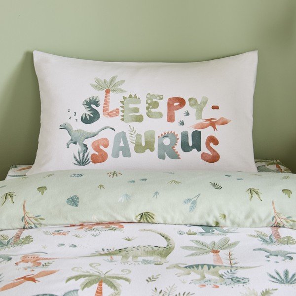 Krem flanelska dječja posteljina za krevet za jednu osobu 135x200 cm Brushed Sleepy Saurus Dino – Catherine Lansfield-image-4