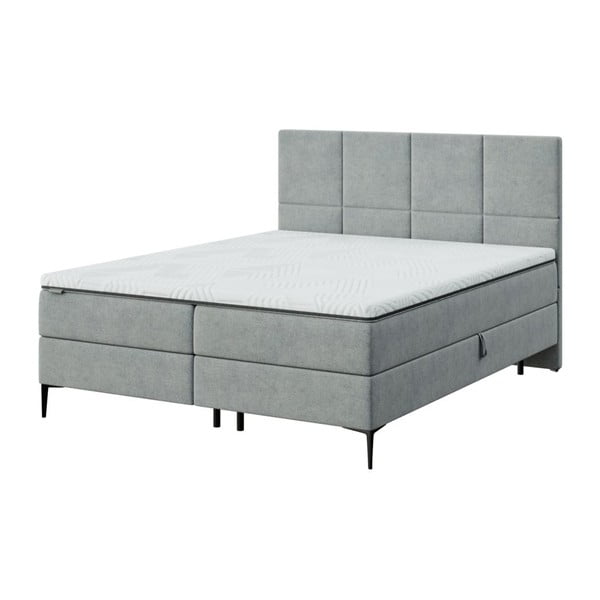 Sivi boxspring krevet s prostorom za pohranu 180x200 cm Bufo – MESONICA
