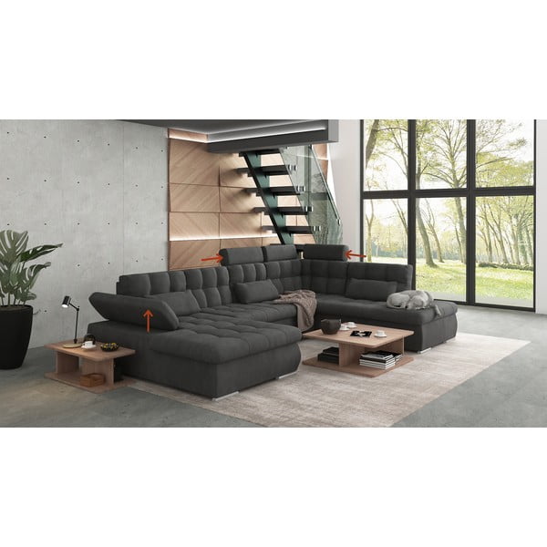 Antracitno siva sklopiva/s prostorom za odlaganje kutna garnitura (s desnim kutom/u obliku slova "U") Merkur – Ropez-image-1