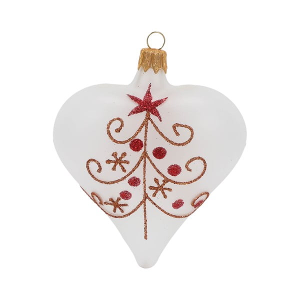 Set od 3 božićna ukrasa od bijelog stakla u obliku srca Ego Decor