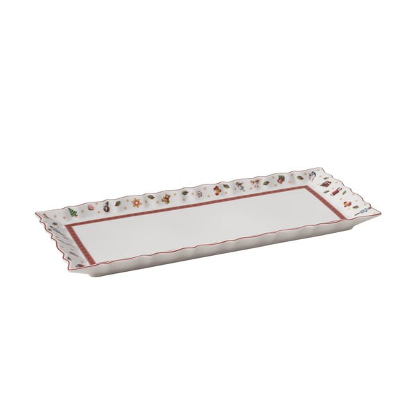 Bijelo-crveni porculanski božićni pladanj Toy's Delight Villeroy & Boch, duljina 38,5 cm