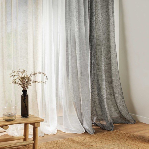 Prozirna zavjesa od voila boje slonovače 140x240 cm Carlin – douceur d'intérieur-image-1