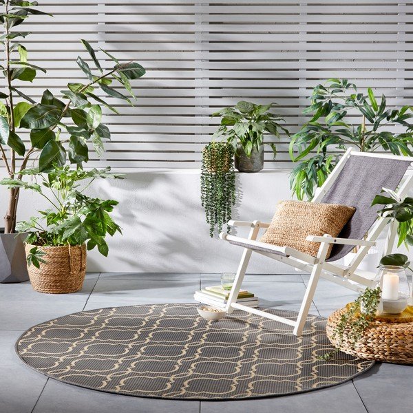 Sivo-bež okrugli vanjski tepih ø 160 cm Milan - Flair Rugs-image-1