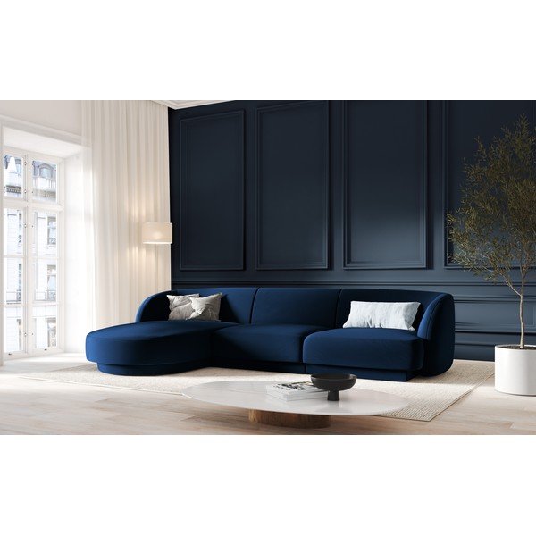 Plava baršunasta kutna garnitura (lijevi kut) Miley - Micadoni Home-image-4