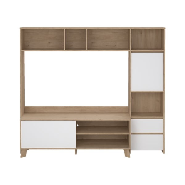 Bijeli/u prirodnoj boji TV set u dekoru hrasta 209x183x48 cm Next – Tvilum