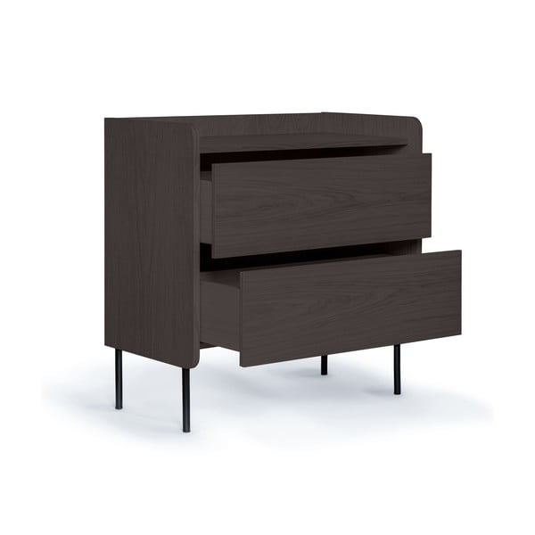 Crna visoka komoda u dekoru hrasta 80x82 cm Wrap – Bonami Selection-image-3