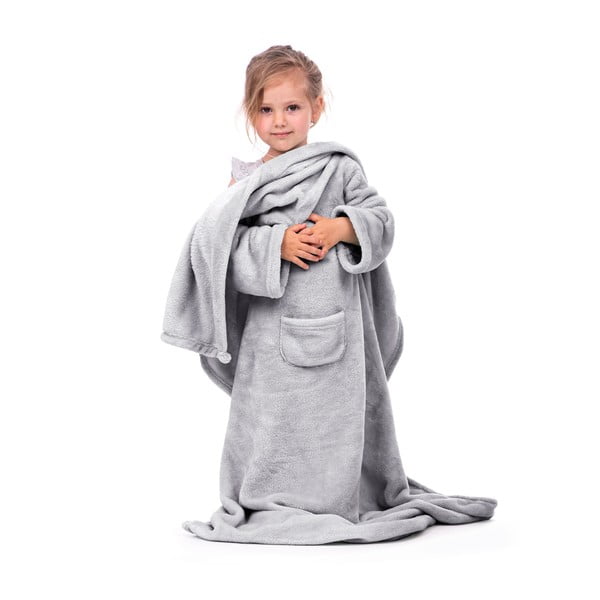 Siva dječja deka s rukavima DecoKing Lazykids-image-2