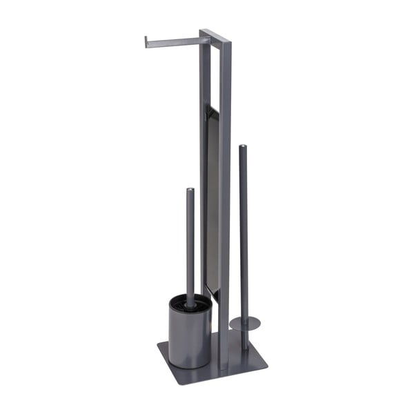 Sivi stalak za toaletni papir s četkom Wenko Rivalta-image-3