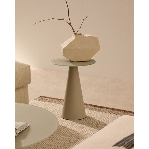 Okrugao pomoćni stol sa staklenom pločom stola ø 35 cm Wilshire – Kave Home-image-1