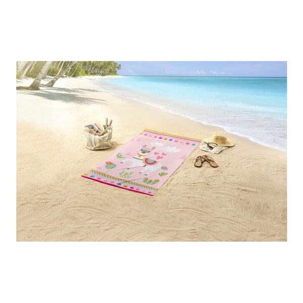 Ručnik za plažu s printom Good Morning Lama, 75 x 150 cm-image-1