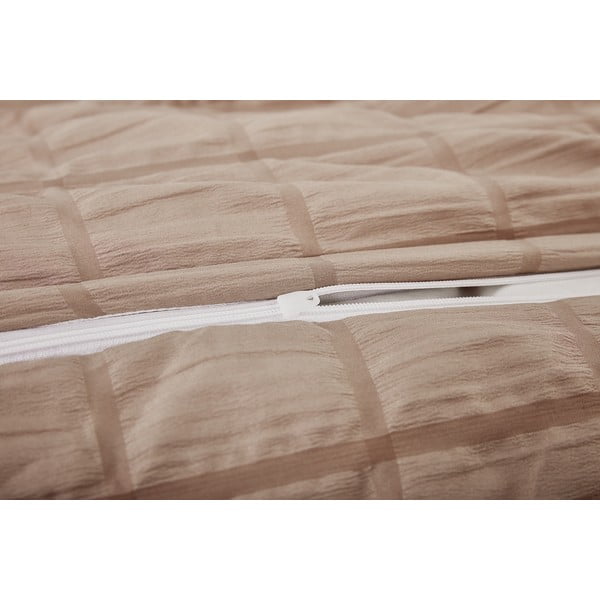 Smeđa posteljina za krevet za jednu osobu od krepa 140x200 cm Naomi – My House-image-2