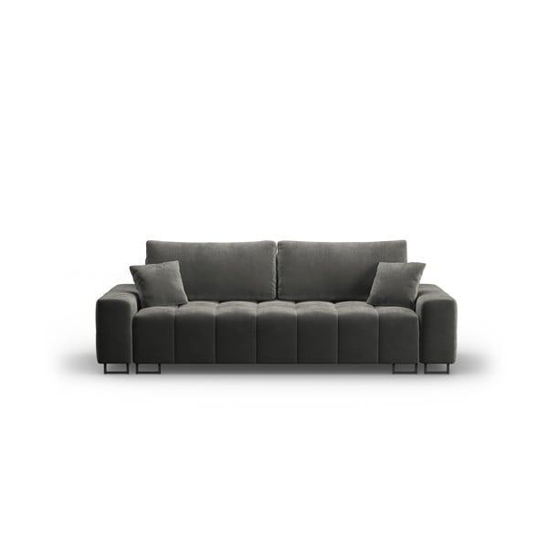 Siva baršunasti sklopiva/s prostorom za odlaganje sofa 250 cm Wicklow – Cosmopolitan Design