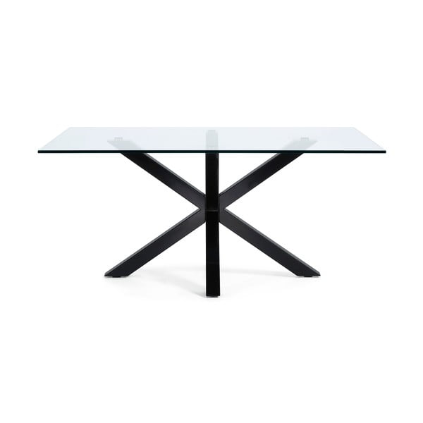Blagovaonski stol sa staklenom pločom i crnim postoljem Kave Home, 160 x 90 cm-image-3