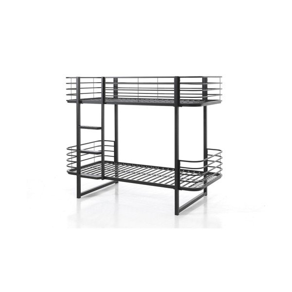 Crni metalni dječji krevet na kat s podnicom 90x200 cm Oscar – Vipack