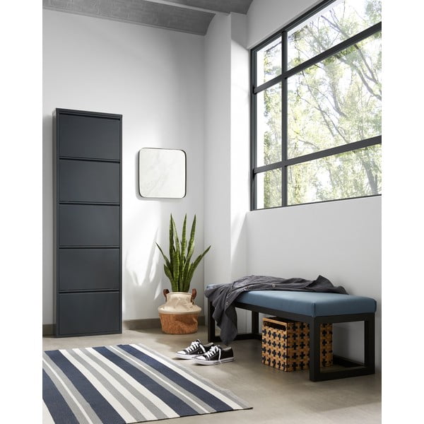 Antracitno sivi metalni preklopni ormarić za cipele 50x169x15 cm Ode – Kave Home-image-3