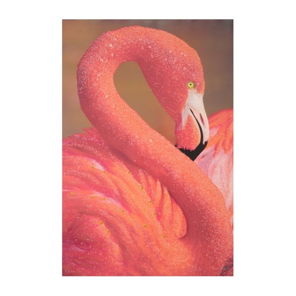 Ručno oslikana slika u okviru od borovine Mauro Ferretti Flamingo, 80 x 120 cm