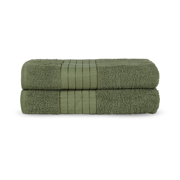 Tamno zeleni pamučni ručnici u setu 2 kom od frotira 70x140 cm – Good Morning