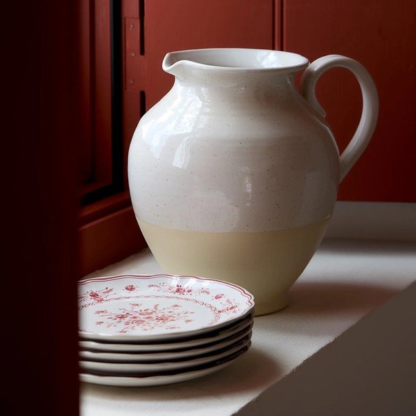 Crveni/bijeli desertni tanjur od kamenine ø 17 cm Vila – Costa Nova-image-2