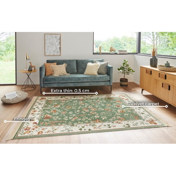 Zeleni/krem tepih viskozan 195x300 cm Oriental – Nouristan-image-3