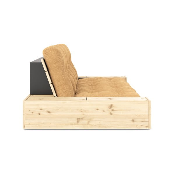 Senf žuta/svjetlo smeđa sklopiva sofa od samta 244 cm Base – Karup Design-image-3