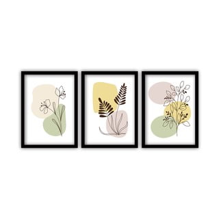 Set od 3 slike u crnim okvirima Vavien Artwork Floral, 35 x 45 cm
