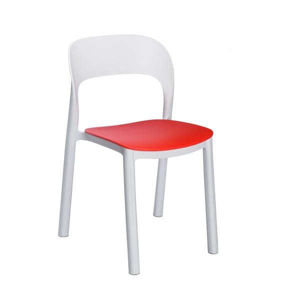 Set od 4 bijele vrtne stolice sa crvenim sjedalom Resol She