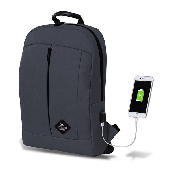 Antracit ruksak s USB priključkom My Valice GALAXY Smart Bag