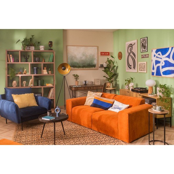 Narančasta baršunasta modularna kutna garnitura Scandic Sting, lijevi kut-image-1