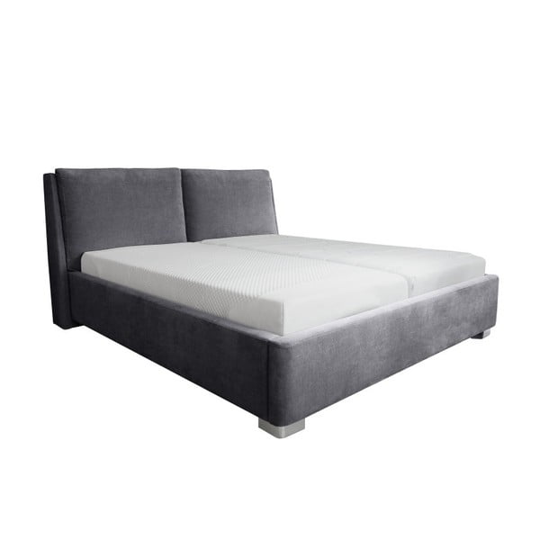 Sivi bračni krevet Mazzini Kreveti Vicky, 180 x 200 cm
